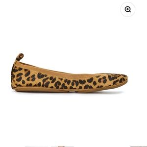 YOSI SAMRA Samantha Foldable Ballet Flat Leopard Calf Hair Size 8
